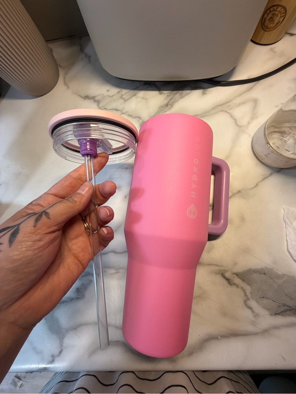Hydro Flask Pink Insulated Travel Tumbler with Straw Lid